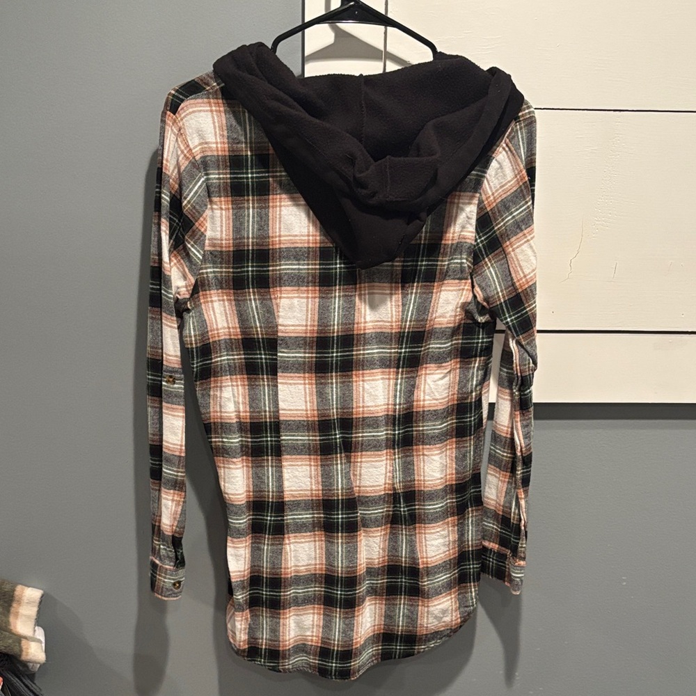 No Boundaries Green and Brown Plaid Shirt - Picture 3 of 3